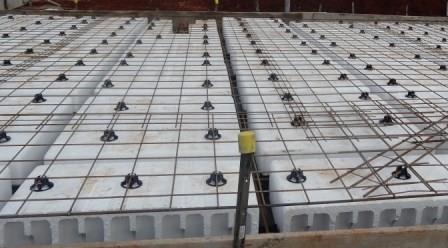 Photo of a waffle slab before being poured with concrete