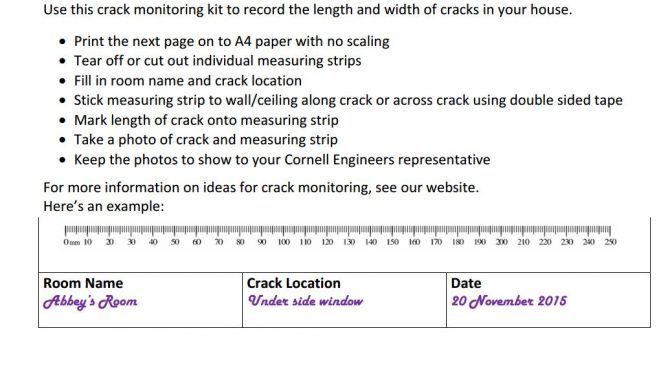 Instructions for house crack monitoring kit