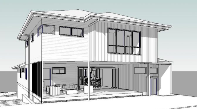 Rear view of proposed house extension at Holland Park West.
