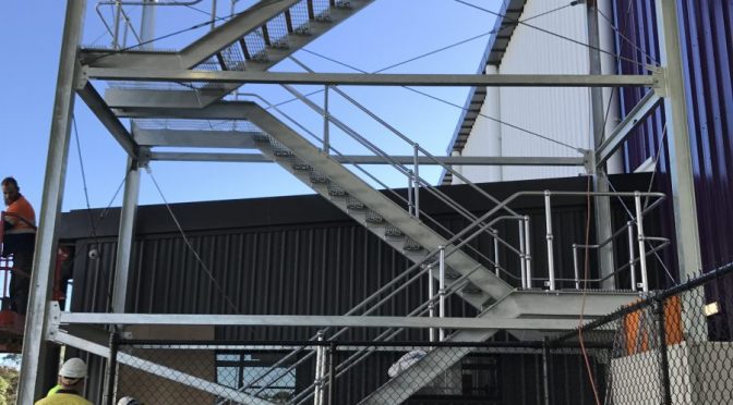 Steel stair at new warehouse